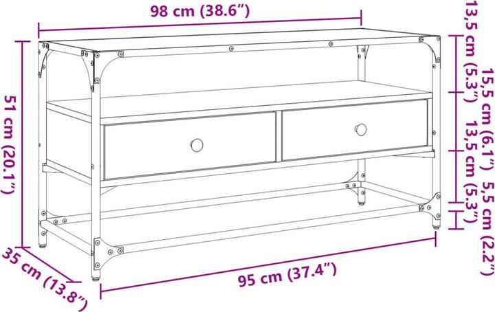 Productafbeelding VidaXL TV-meubel met glazen blad 98 x 35 x 51cm