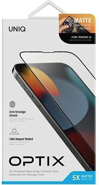 Actual product image Uniq Optix Matte iPhone 14 6.1" matowe szkło hartowane z aplikatorem (1 Piece, Apple iPhone 14, Apple iPhone 13 Pro, Apple iPhone 13)