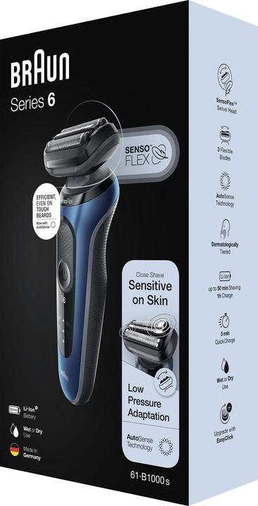 Produktbild Braun Series 6 61-B1000s Foil shaver Black, Blue