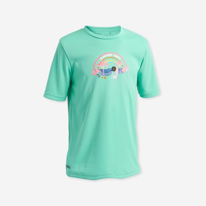Actual product image Olaian UV-Shirt Surfen Kinder 100 türkis (5, 6)