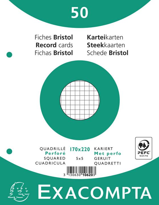 Image du produit Exacompta Fiches (170 x 220 mm, 205 g/m², 50 x)
