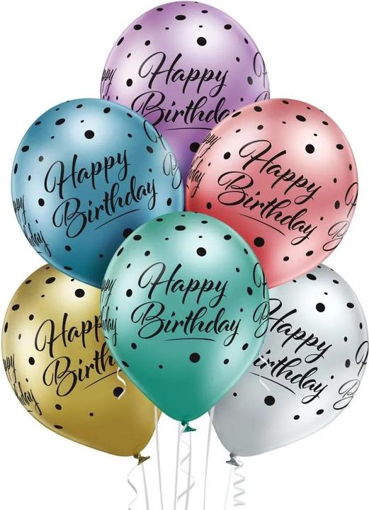 Produktbild Belbal 6 Ballons Happy Birthday Bunt Mix 30cm in Öko-Qualität (6 x)