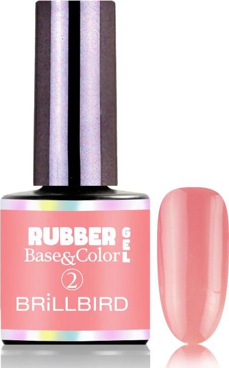 BrillBird Rubber Gel Base&Coral #2 Mauve 8ml (Mauve, UV-Gel Lack)