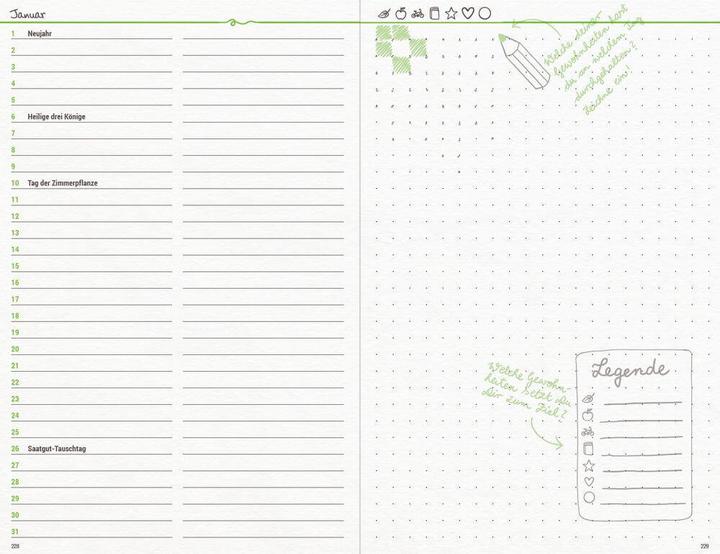 Immagine prodotto Grüner Faden - agenda annuale, agenda di vita, guida - idee sostenibili per tutto l'anno (A5, Tedesco)