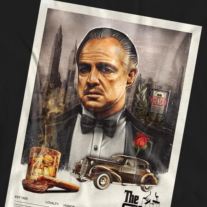 Actual product image The Godfather Unisex Adult Vintage Poster T-Shirt (S)