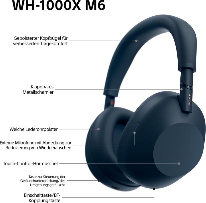 Actual product image Sony WH-1000XM6 (30 h, Wireless, Cable)