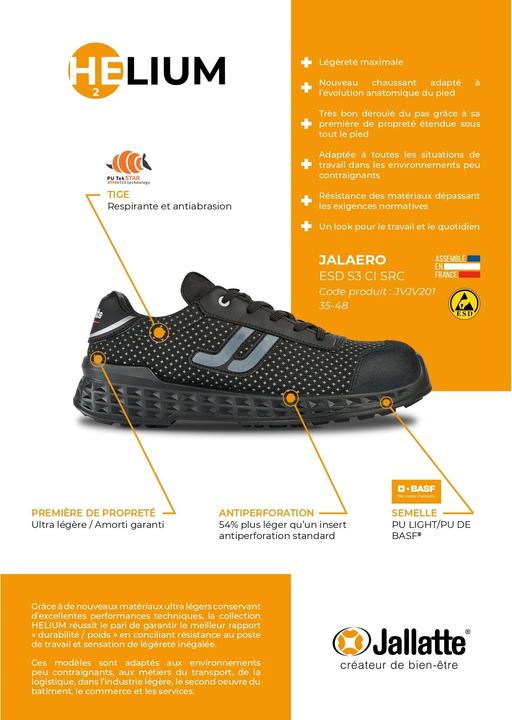 Image du produit Jallatte chaussures de sécurité basse jalaero sas esd s3 ci src (S3, 43)