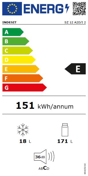 Label énergétique Indesit SZ 12 A2D/I 2 Réfrigérateur à une porte (189 l)