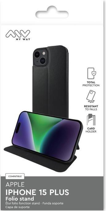 Immagine prodotto My Way Funzione di supporto della custodia Serie nera (Apple iPhone 15 Plus)