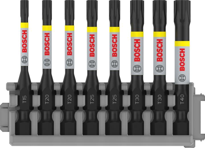 Bosch Professional Zubehör PRO Torx Impact Bit, T15, T20(x2), T25(x2), T30(x2), T40, 55 mm, 8 pcs. (Hexagon socket TX M15, Hexagon socket TX M20, Hexagon socket TX M25, Hexagon socket TX M30, Hexagon socket TX M40)