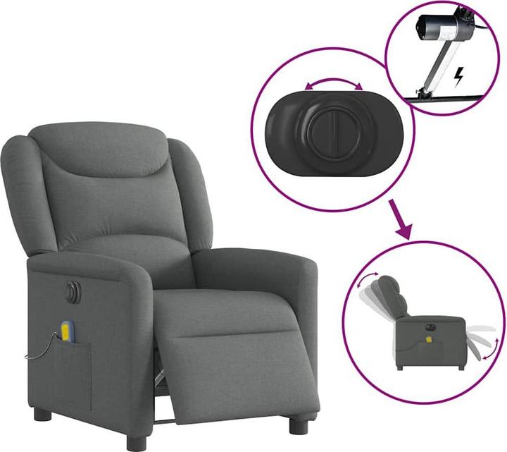 Immagine prodotto VidaXL Sedia da massaggio elettrica in tessuto grigio scuro