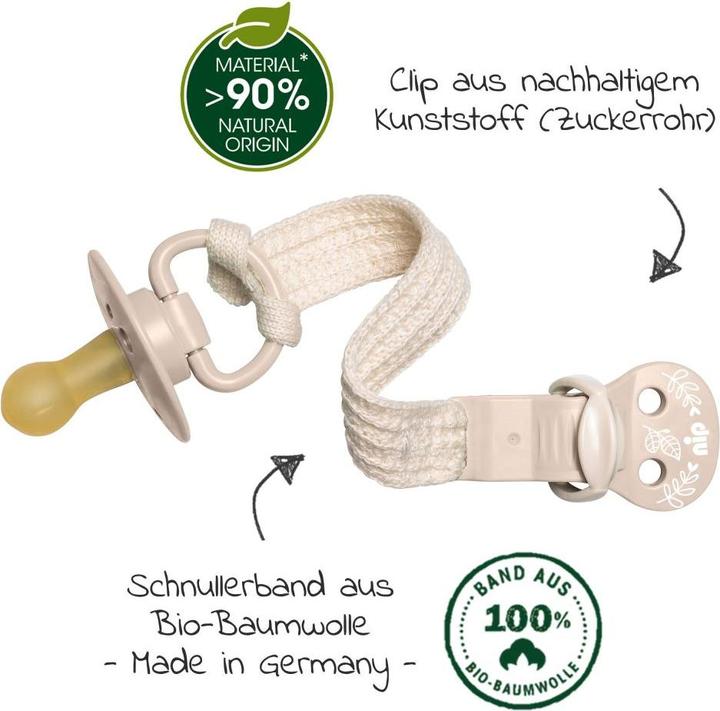 Actual product image NIP Schnullerketten Schnullerband stay green - aus Bio-Baumwolle - Beige (1 x)