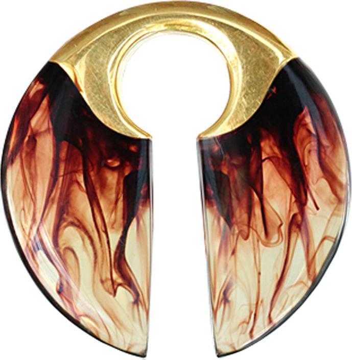 Actual product image Star Piercing Ohrgewicht Schlüsselloch vergoldet Lava Epoxy rot (Organic, Brass)
