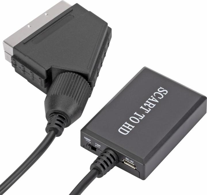 Image du produit Apfelkiste Scart auf HDMI 1080p FullHD Konverter Adapter Kabel für TV / PC / DVD - Schwarz 70cm