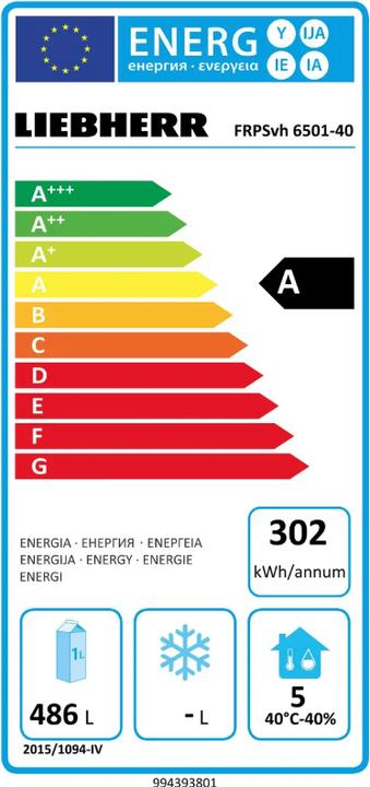Label énergétique Liebherr Réfrigérateur commercial (597 l)