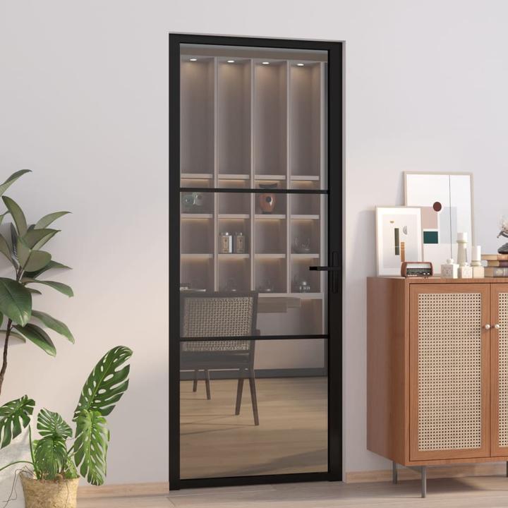 Produktbild Diverse Hardware Innentür 83x201,5 cm Schwarz ESG-Glas und Aluminium