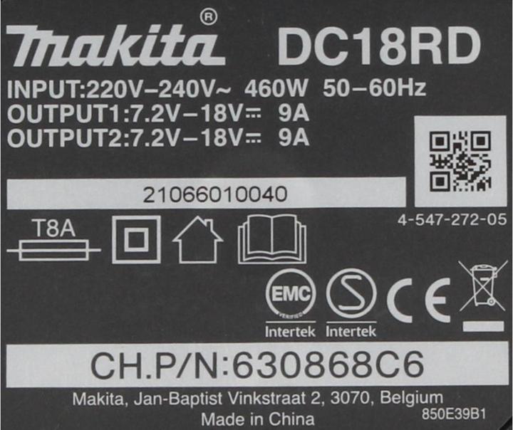 Immagine prodotto Makita Kit di alimentazione 18 V con 4x batteria ricaricabile BL 1820 B 2.0 Ah ( 4x 197254-9 ) + DC 18 RD (18 V)