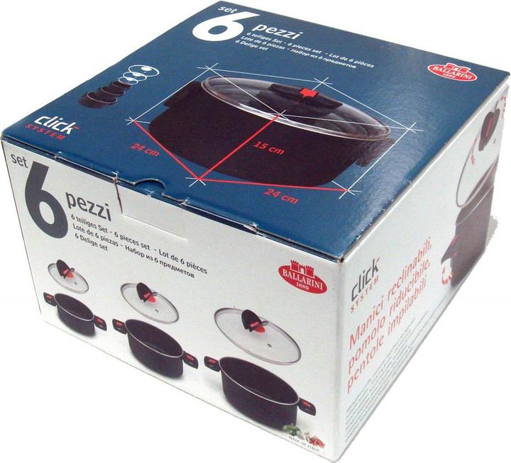 Immagine prodotto Ballarini Set di pentole Click&Cook 3 pezzi con coperchio (24 cm, Set di pentole e padelle da cucina, Alluminio, Acciaio inossidabile)