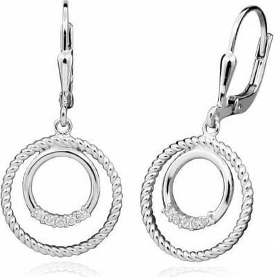 Actual product image Silver Cat Fashion round earrings with zircons SC390