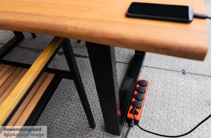 Actual product image Kabelmeister Outdoor socket strip, 4 earthing contact sockets (IP54/IP20), 2x USB-A socket, orange/ (4 x, CEE 7/3, 5 m)