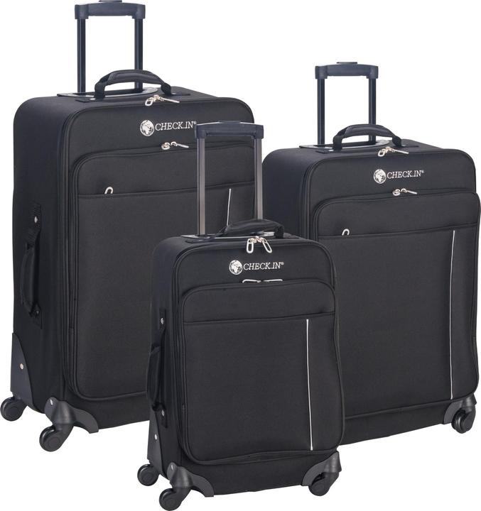 Produktbild Check.In Madrid - 3er Trolleyset Schwarz (169 l, Handgepäck (bis 50l), L (90 - 115l))