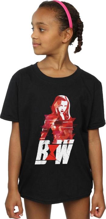 Actual product image Girls Black Widow Movie Logo Artwork Cotton T-Shirt (140, 146)