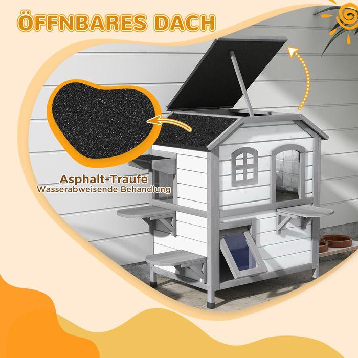 Image du produit Swisshandel24 Maison pour chat Cabane pour chat Grotte pour chat, 2 étages, résistant aux intempéries (Chat)