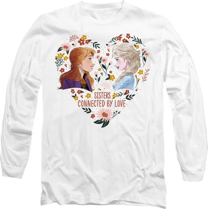 Immagine prodotto Disney Frozen Sisters Connected By Love Maglietta San Valentino Elsa Anna Adulto Unisex (S)