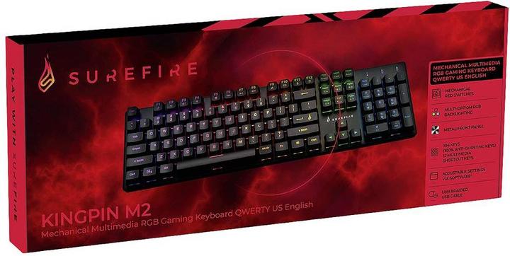 Actual product image SureFire Gaming KingPin M2 Wired, USB Gaming Keyboard Illuminated, Multimedia Keys US-Engli (US, Cable)