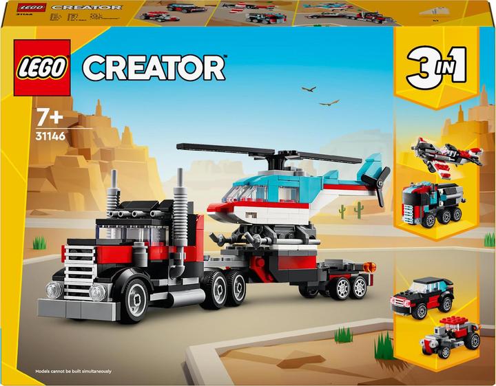 Image du produit LEGO 31146 Remorque surbaissée avec hélicoptère (31146, LEGO Creator 3-in-1)