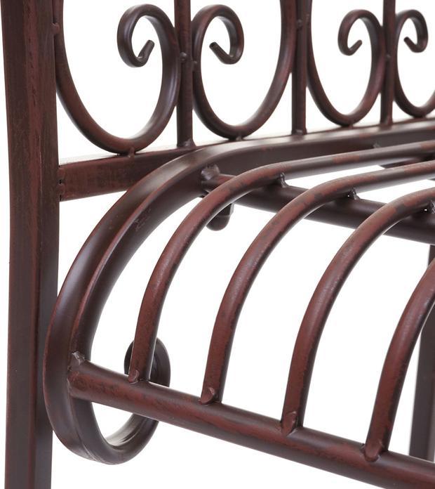 Image du produit Swisshandel24 Banc de jardin, banc de parc Banc 2 places en métal avec ornements aspect rouille brun 150cm - sans