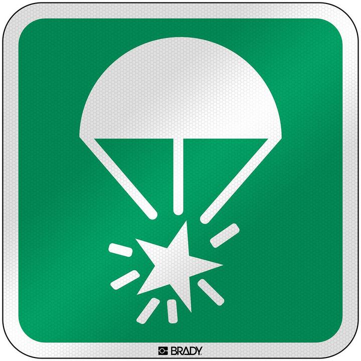 Image du produit Brady E/E049/NT/RFL-390x390-1, ISO Bouclier de sécurité - Fusée de signalisation à parachute, laminé