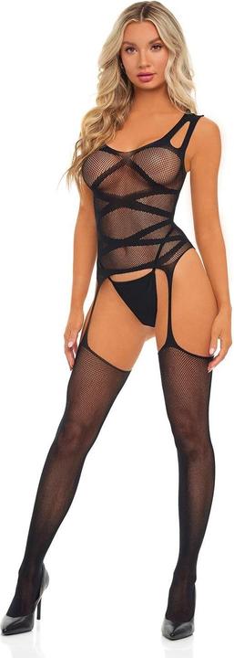 Image du produit Pink Lipstick Lingerie On Level High Bodystocking One Size Black (Taille unique)