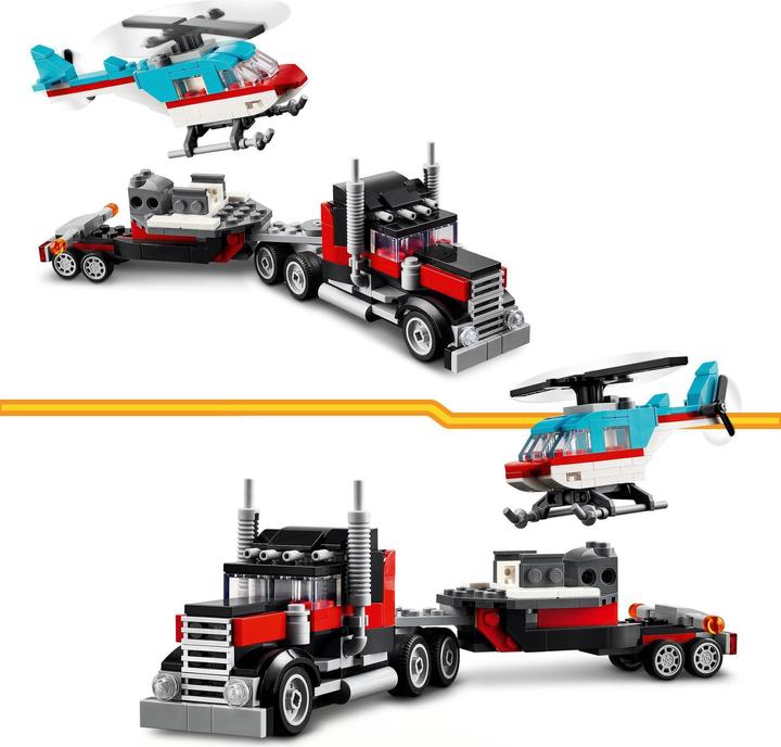 Image du produit LEGO 31146 Remorque surbaissée avec hélicoptère (31146, LEGO Creator 3-in-1)