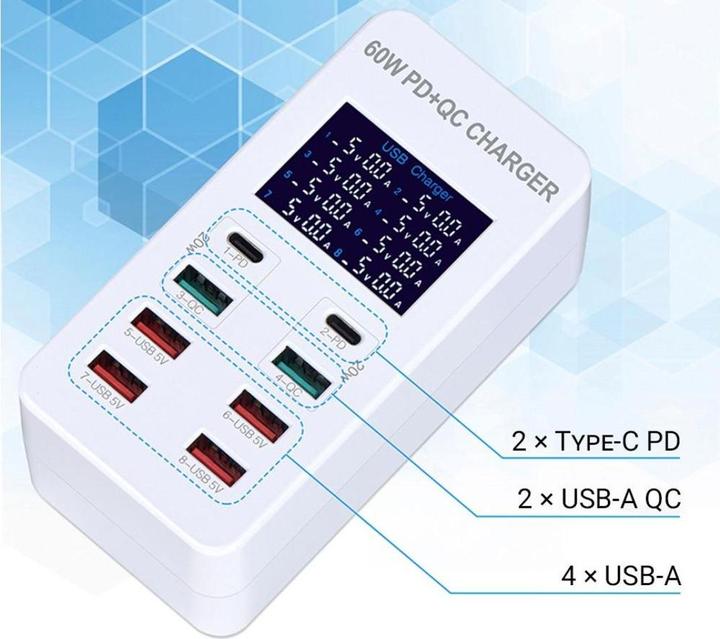 Actual product image PowerGuard 8-Fach Smart USB Charger (60 W)