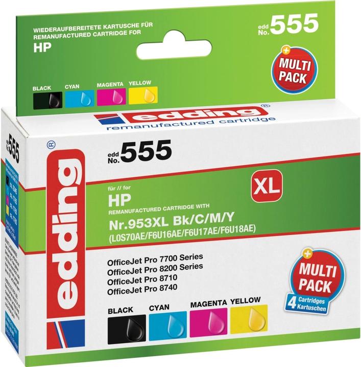 Label énergétique Edding Cartouche d'encre Cartouche d'impression remplace 953XL (3HZ52AE) Noir, Cyan, Magenta, Jaune (M, CF, C, Y)