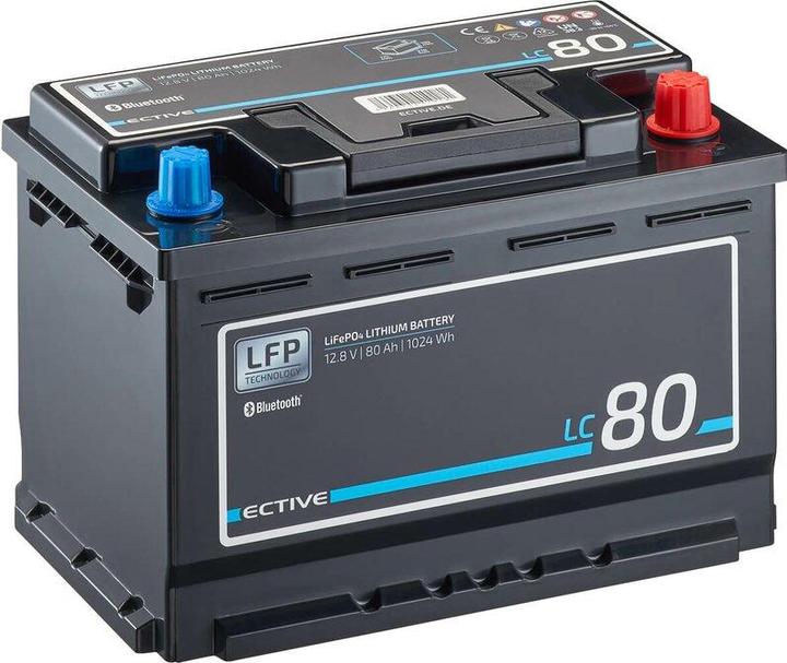 Produktbild Ective 12V 80Ah LiFePo4 Versorgungsbatterie Lithium Akku BMS Wohnmobil LFP BT (12 V, 80 Ah)