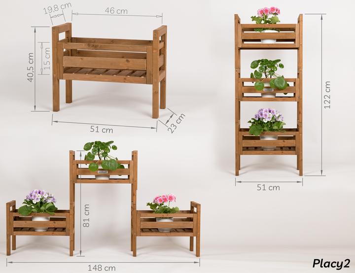 Immagine prodotto Needs&Wants Multi-Pflanzenständer "Placy2" mit 3 Kästen, Fichte (braun)