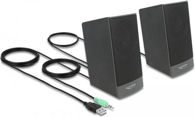 Actual product image Delock USB stereo 2.0 speaker with 3.5 mm jack and USB power