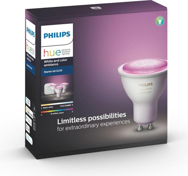 Image du produit Philips Hue Set de démarrage White & Color Ambiance (GU10, 5.70 W, 350 lm, 3 x, G)