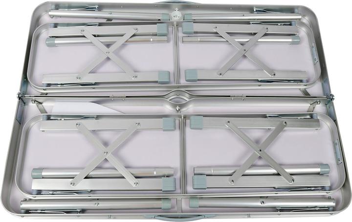 Produktbild Wiltec Koffertisch mit 2 Bänken Holzdesign Aluminium Campingtisch Klapptisch