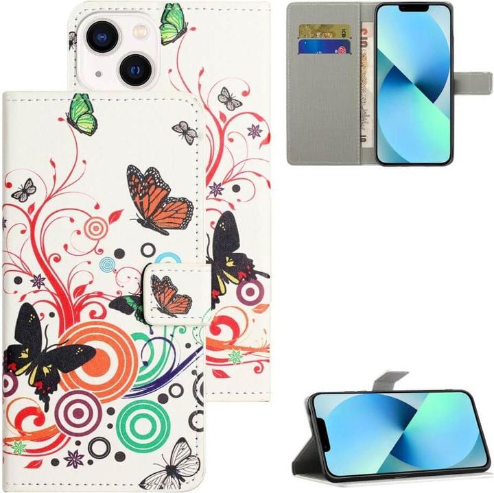 Actual product image Cover-Discount iPhone 15 - Leather case cover butterfly white (Apple iPhone 15)