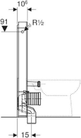 Immagine prodotto Geberit Modulo sanitario Monolith per WC a colonna 101 cm con curva di collegamento a P