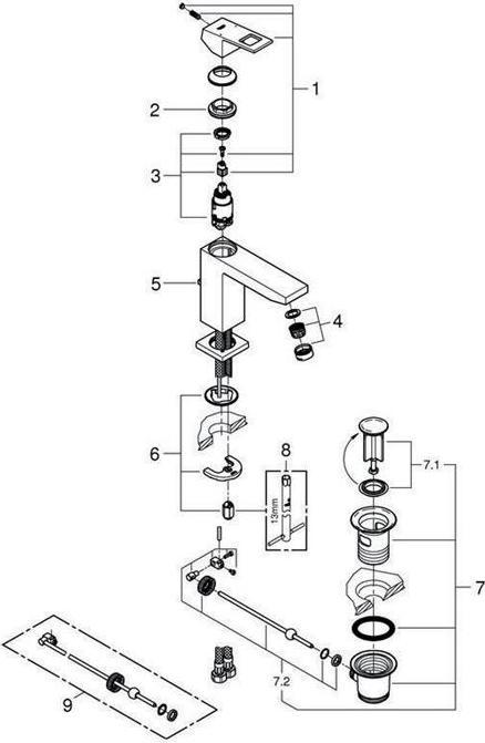 Produktbild Grohe Eurocube Einhand-Waschtischbatterie M-Size