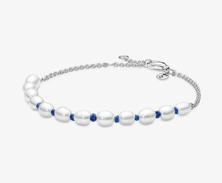 Produktbild Pandora Freshwater Cultured Pearl Blue Cord Armband (18 cm, Perlen, Sterling Silber 925)