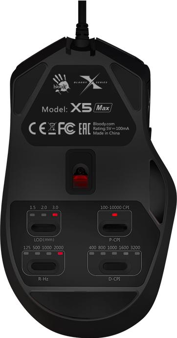 Image du produit Bloody X5 Max Maus Beidhändig USB Typ-A 10000 DPI (Filaire)