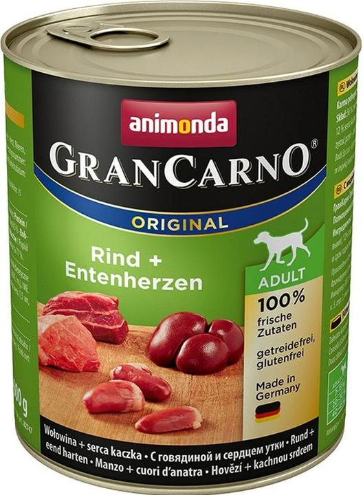Immagine prodotto animonda GranCarno Original Adult Rind + Entenherzen (Adulto, 1 pz., 800 g)
