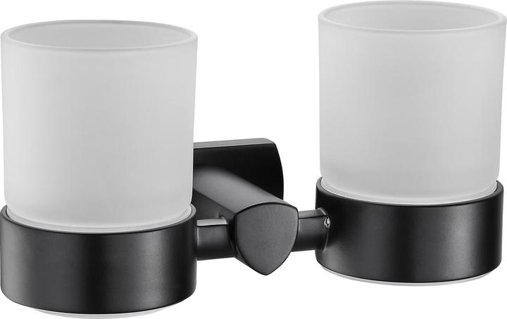 Image du produit Biasca Porte-verre noir mat, double (19 x 10.5 x 9.5 cm)