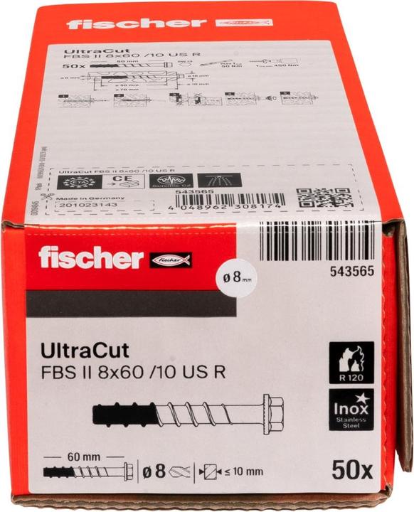 Actual product image Fischer FIS 543565 ULTRACUT FBS II 8x60 10/- US A4 (50 pcs.)