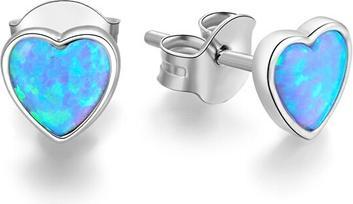 Actual product image Beneto Silver heart earrings with synthetic opals AGUP2244 (L)